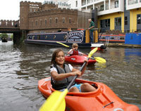 photo of two pirates kayaking